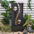 Water Feature Fountain Outdoor Garden Waterfall Faux Rust Finish with LED Lights for Patio Yard Pool Home Decor
