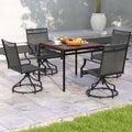 Outdoor Swivel Dining Chairs Set of 2/4 with Quick-Drying Fabric & Metal Frame, All-Weather Patio Chairs for Backyard Porch Lawn Garden