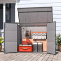 AECOJOY Resin Outdoor Trash Can Storage Shed, Plastic Garbage Can Shed for 2 Cans
