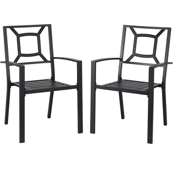 AECOJOY Metal Dining Chairs, Outdoor Patio Dining Chairs with Armrest