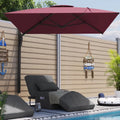 AECOJOY 10ft Cantilever Patio Umbrella, Large Rectangle Umbrella 180° Rotation Offset, Red