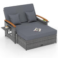 Tangkula Patio Rattan Daybed with 4-Level Adjustable Backrest