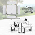 4-8 Person Outdoor Picnic Table Bench Set, All-Weather HDPE Square Dining Table with Umbrella Hole, 4 Benches & Metal Frame for Patio Backyard