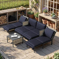AECOJOY Aluminum Patio Furniture Set - 4 Seat Outdoor Sectional with Retractable Footrest Sofas & Coffee Table