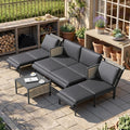 AECOJOY Aluminum Patio Furniture Set - 4 Seat Outdoor Sectional with Retractable Footrest Sofas & Coffee Table