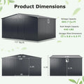 12 x 9.8 FT All-Weather Outdoor Storage Shed, Rustproof Galvanized Metal Utility Tool Shed w/Lockable Door, Pitched Roof, Windows