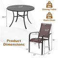 Tangkula 5 Pieces Patio Dining Set Outdoor Round Table and Stackable Chairs with Umbrella Hole