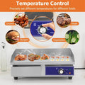 22" Commercial Electric Griddle 2000W, Stainless Steel Flat Top Grill w/ Cast Iron Plate & 122°F-572°F Adjustable Temp, Kitchen Countertop Teppanyaki