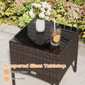 Tangkula 3 Piece Patio Bistro Set Rattan Wicker Outdoor Conversation Set with Cushions and Coffee Table