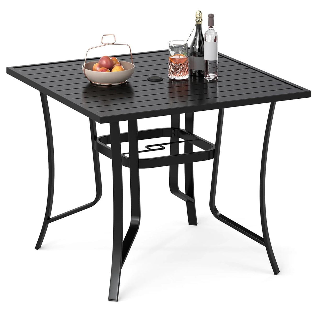 Tangkula 36” Square Patio Dining Table for 4 with Umbrella Hole