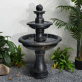 48�?h Outdoor Floor Water Fountain, 3 - Tiers Concrete Water Fountain with Submersible Electric Pump - Garden Cascading Waterfall for Yard Patio Lawn Home Decor