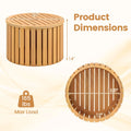 2-in-1 Outdoor Side Table with Storage Acacia Wood Slatted Coffee Table Round Slatted End Storage Box